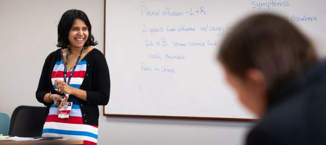 Innovation Grant recipient Caroline Burkey, MD, teaches internal medicine residents.