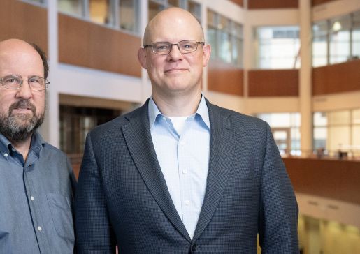 A clinical trial led by Christopher Crnich, MD, PhD, associate professor, Infectious Disease (pictured above, on right), and James Ford, PhD, assistant professor, Social and Administrative Science, University of Wisconsin–Madison School of Pharmacy (pictured above, on left), will compare strategies for implementing a toolkit aimed at improving urinary tract infection (UTI) management in Wisconsin nursing homes