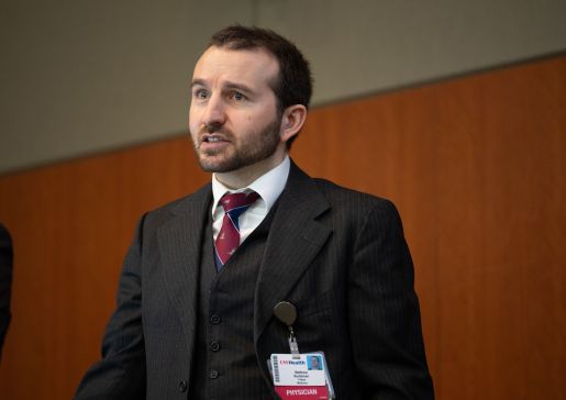 Clinical Informatics fellow Dr. Matthew Nudelman speaking at the WisconsINFORMATICS conference