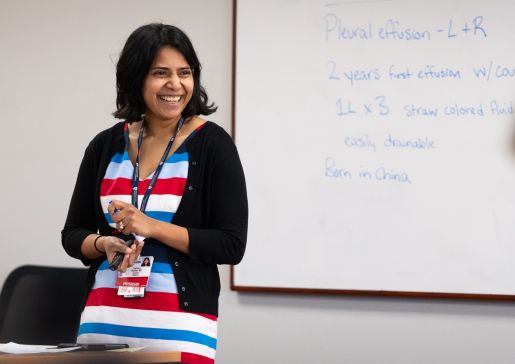 Innovation Grant recipient Caroline Burkey, MD, teaches internal medicine residents.