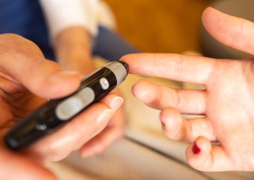 Photo of blood glucose monitoring.